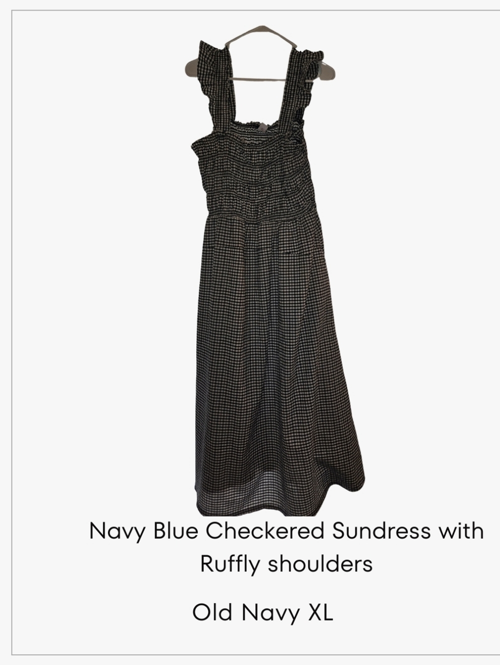 Old Navy- Navy Blue And White Checkered Dress